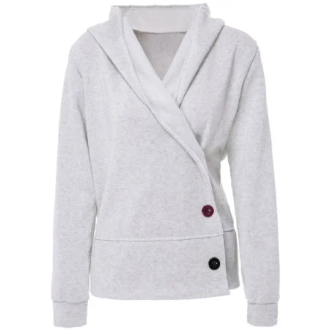 Single Breasted Hooded Casual Hoodie - Light Gray Fansmadedirect