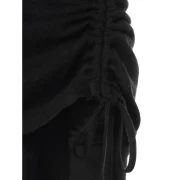 Skew Neck Asymmetrical Tunic Dress - Black Fansmadedirect