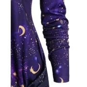 Skew Neck Halloween Star oon Printed Asymmetric Sweatshirt - Purple Fansmadedirect