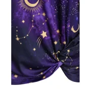Skew Neck Halloween Star oon Printed Asymmetric Sweatshirt - Purple Fansmadedirect