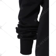 Skew Neck Pullover Sweatshirt With ELK Patterned - Black Fansmadedirect