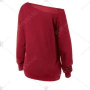 Skew Neck Witches Print Halloween Sweatshirt - Red Fansmadedirect