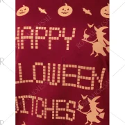 Skew Neck Witches Print Halloween Sweatshirt - Red Fansmadedirect