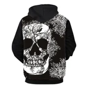 Skull Tree Print Long Sleeve Hoodie - Black Fansmadedirect