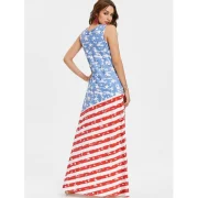 Sleeveless American Flag axi Dress - Fansmadedirect