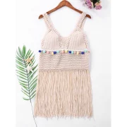 Sleeveless Fringe Cover Up Top - Pink One Fansmadedirect