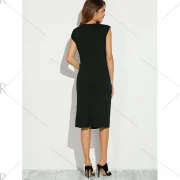 Sleeveless Lace Applique Fitted Dress - Blue Fansmadedirect