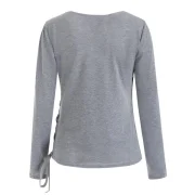 Slim Fit Criss Cross Ruched Top - Gray Fansmadedirect