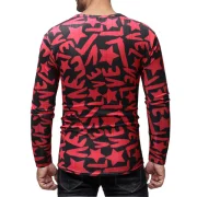 Slim Fit etters Star Print ong Sleeves T-shirt - Cherry Red Fansmadedirect