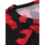 Slim Fit etters Star Print ong Sleeves T-shirt - Cherry Red Fansmadedirect