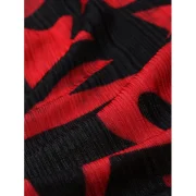 Slim Fit etters Star Print ong Sleeves T-shirt - Cherry Red Fansmadedirect