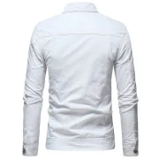 Solid Color Button Fly Denim Jacket - White Fansmadedirect