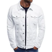Solid Color Button Fly Denim Jacket - White Fansmadedirect