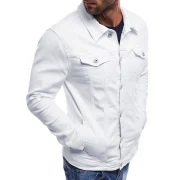 Solid Color Button Fly Denim Jacket - White Fansmadedirect