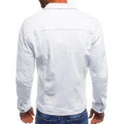 Solid Color Button Fly Denim Jacket - White Fansmadedirect