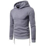 Solid Color Criss Cross Drawstring Bottom Hoodie - Dark Gray Fansmadedirect