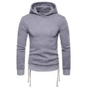 Solid Color Criss Cross Drawstring Bottom Hoodie - Dark Gray Fansmadedirect
