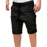 Solid Color Decoration Drawstring Shorts - Black Fansmadedirect