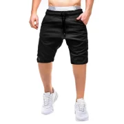Solid Color Decoration Drawstring Shorts - Black Fansmadedirect