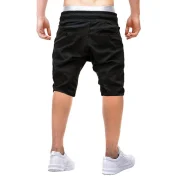Solid Color Decoration Drawstring Shorts - Black Fansmadedirect