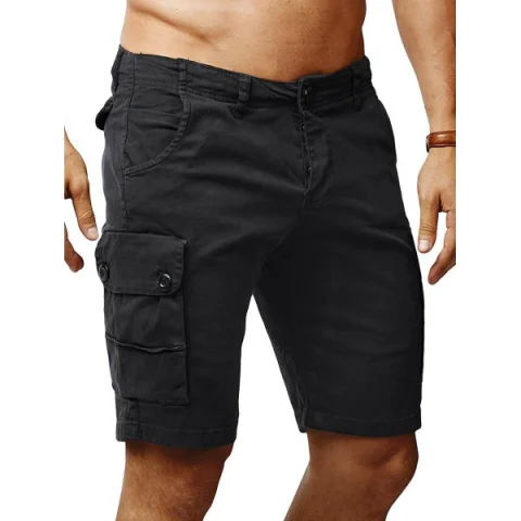 Solid Color Flat Front Cargo Shorts - Black Fansmadedirect