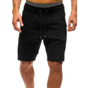 Solid Color Leisure Drawstring Shorts - Black Fansmadedirect