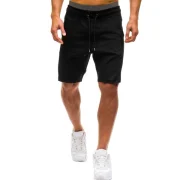 Solid Color Leisure Drawstring Shorts - Black Fansmadedirect