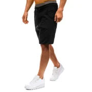 Solid Color Leisure Drawstring Shorts - Black Fansmadedirect