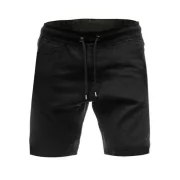 Solid Color Leisure Drawstring Shorts - Black Fansmadedirect