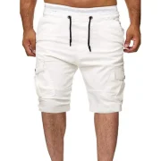 Solid Color Multi-pocket Sport Shorts - White Fansmadedirect