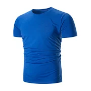 Solid Color Short Sleeves Basic T-shirt - Blue Fansmadedirect