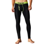 Solid Color U Pouch Design Tight Long Johns - Black Fansmadedirect