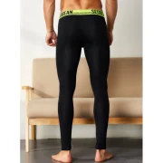 Solid Color U Pouch Design Tight Long Johns - Black Fansmadedirect