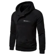 Solid Color Zipper Decoration Casual Hoodie - Black Fansmadedirect