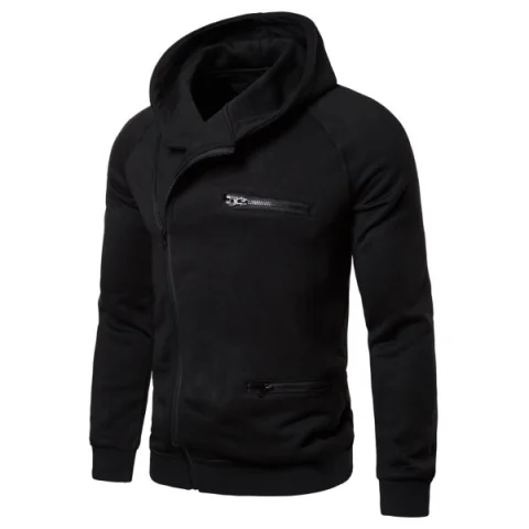 Solid Color Zipper Decoration Casual Hoodie - Black Fansmadedirect