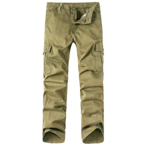 Solid Zip Up ulti Pockets Cargo Pants - Light Khaki Fansmadedirect