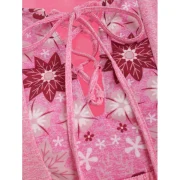 Space Dye Lace-up Flower Print Tee - Pink Fansmadedirect