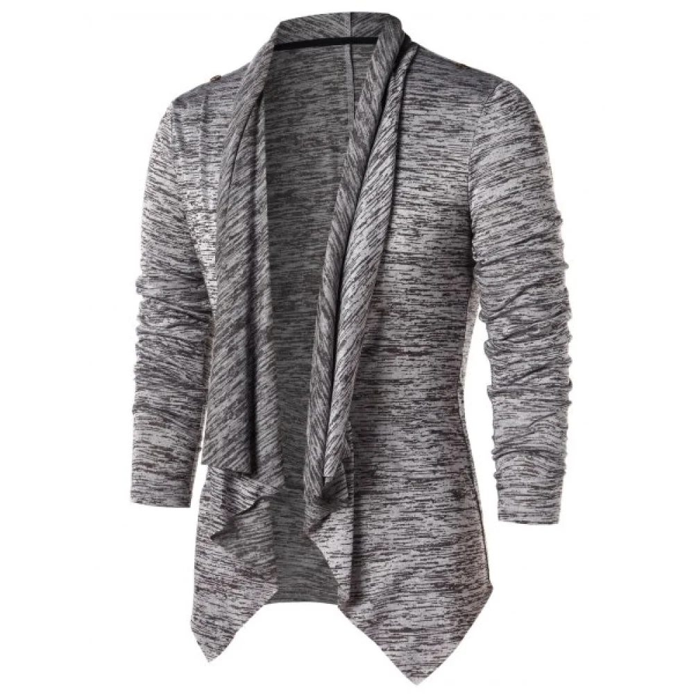 Space Dye Open Front Asymmetric Cardigan - Gray Cloud Fansmadedirect