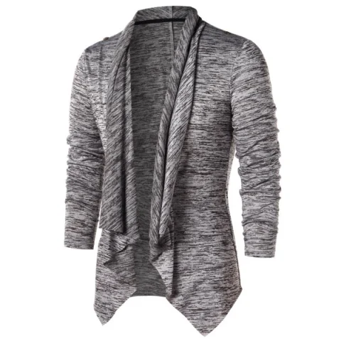 Space Dye Open Front Asymmetric Cardigan - Gray Cloud Fansmadedirect