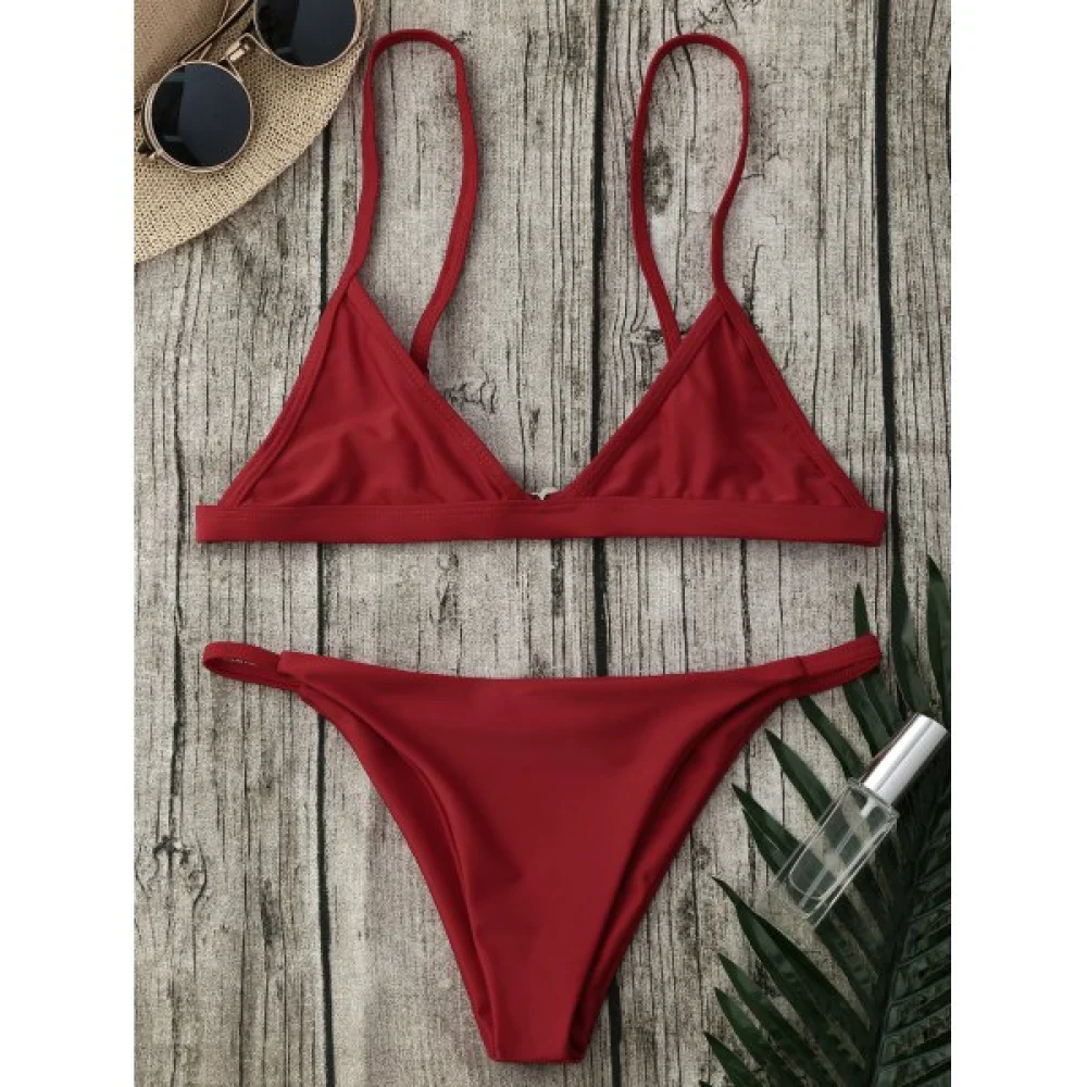 Spaghetti Strap Bikini Suit - Red Fansmadedirect