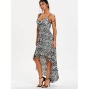 Spaghetti Strap High Low Party Dress - White And Black Fansmadedirect