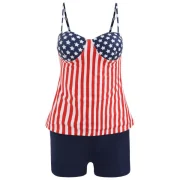 Spaghetti Strap Stars and Stripes Tankini - Fansmadedirect