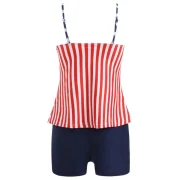 Spaghetti Strap Stars and Stripes Tankini - Fansmadedirect
