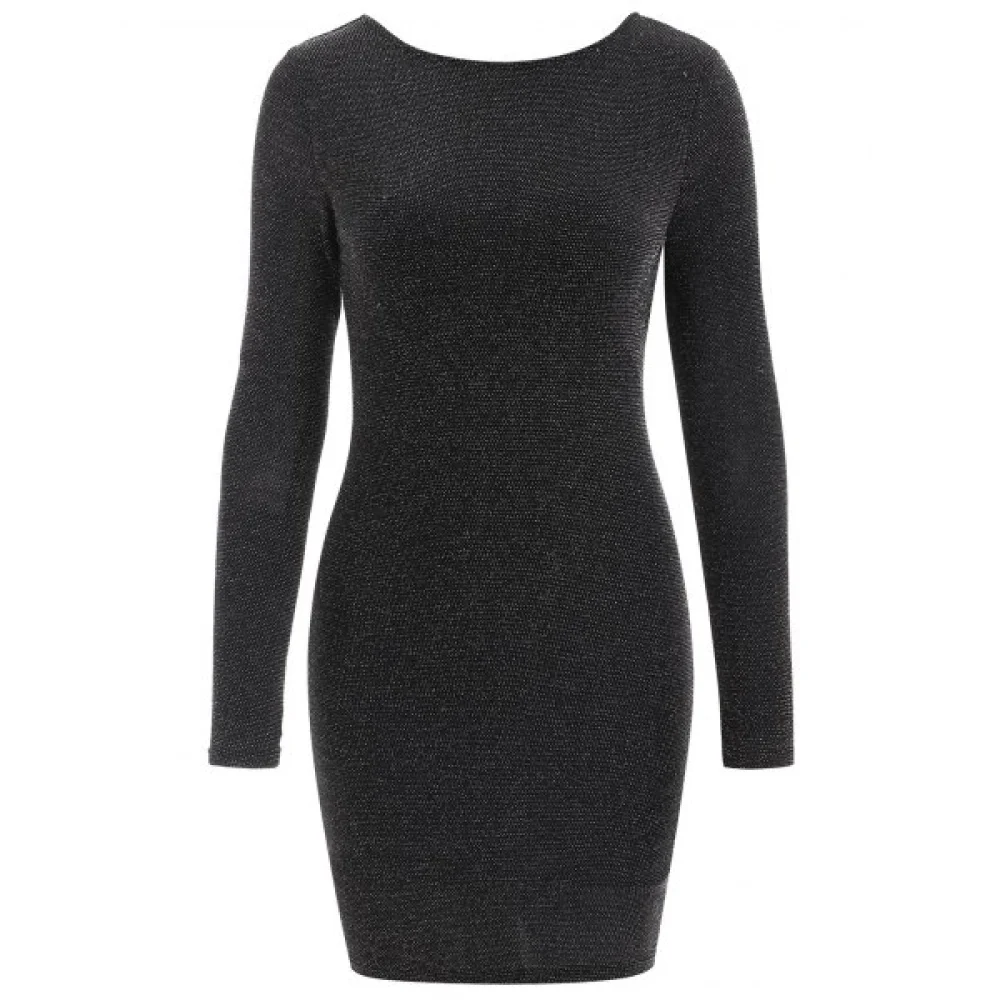 Sparkly Open Back Bodycon Dress - Black Fansmadedirect