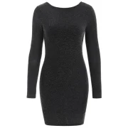 Sparkly Open Back Bodycon Dress - Black Fansmadedirect