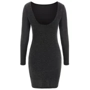 Sparkly Open Back Bodycon Dress - Black Fansmadedirect