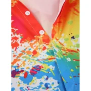 Splatter Painting Print Long Sleeves Shirt - White Fansmadedirect