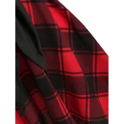 Square Neck Plaid Panel Tunic T Shirt - Black Fansmadedirect