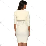 Strapless Bodycon Tube Dress and Jacket Twinset - Beige Fansmadedirect