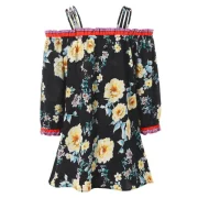 Strappy Floral Print Blouse - Black Fansmadedirect